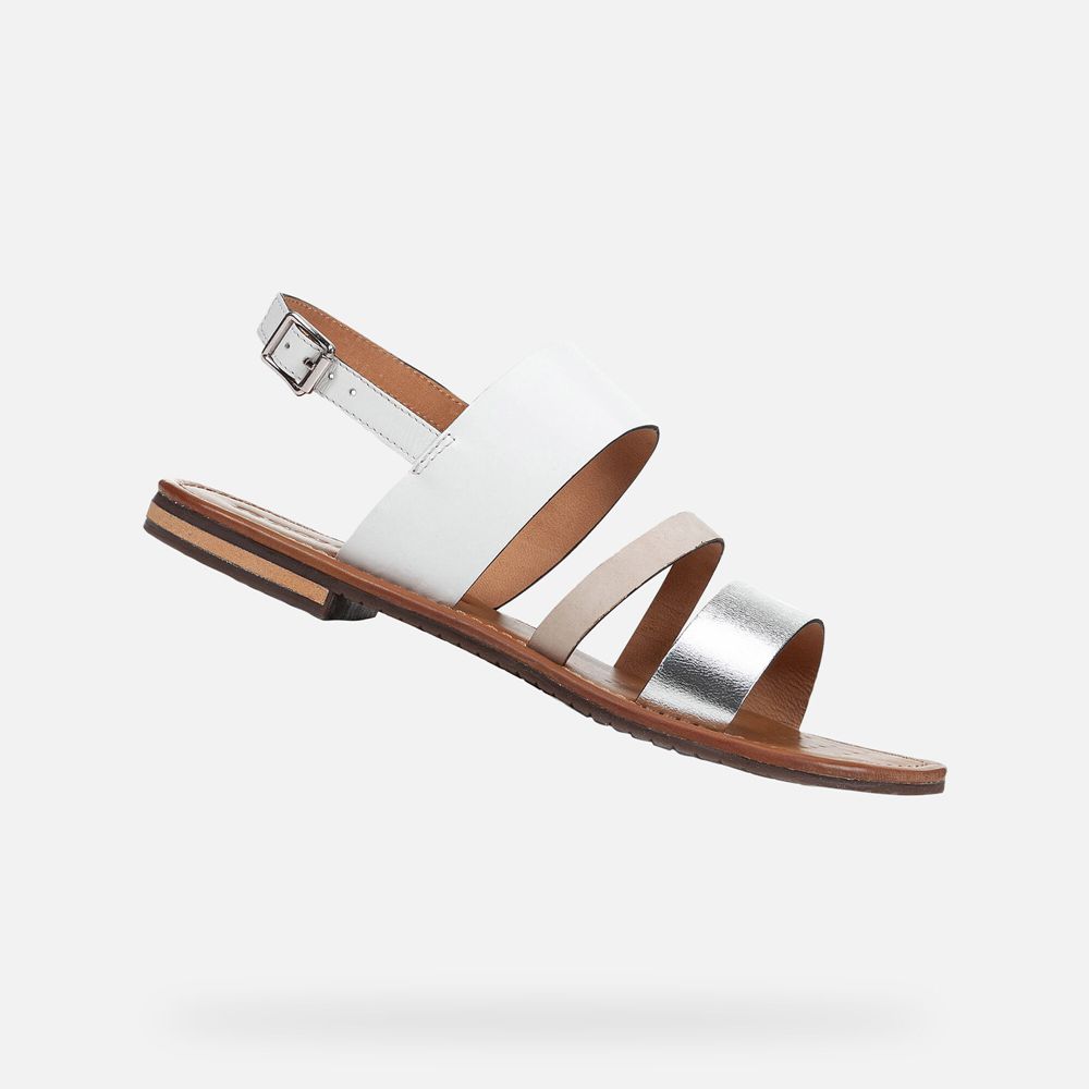 Geox Bayan Sandalet Beyaz/Gümüş - Sozy - SBR-653921